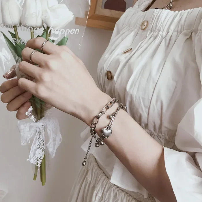 Geometric Smooth Rhinestone Chain Five Leaf Grass Flower Adjustable Bracelets for Women Fashion Jewelry Minimalist Accessories