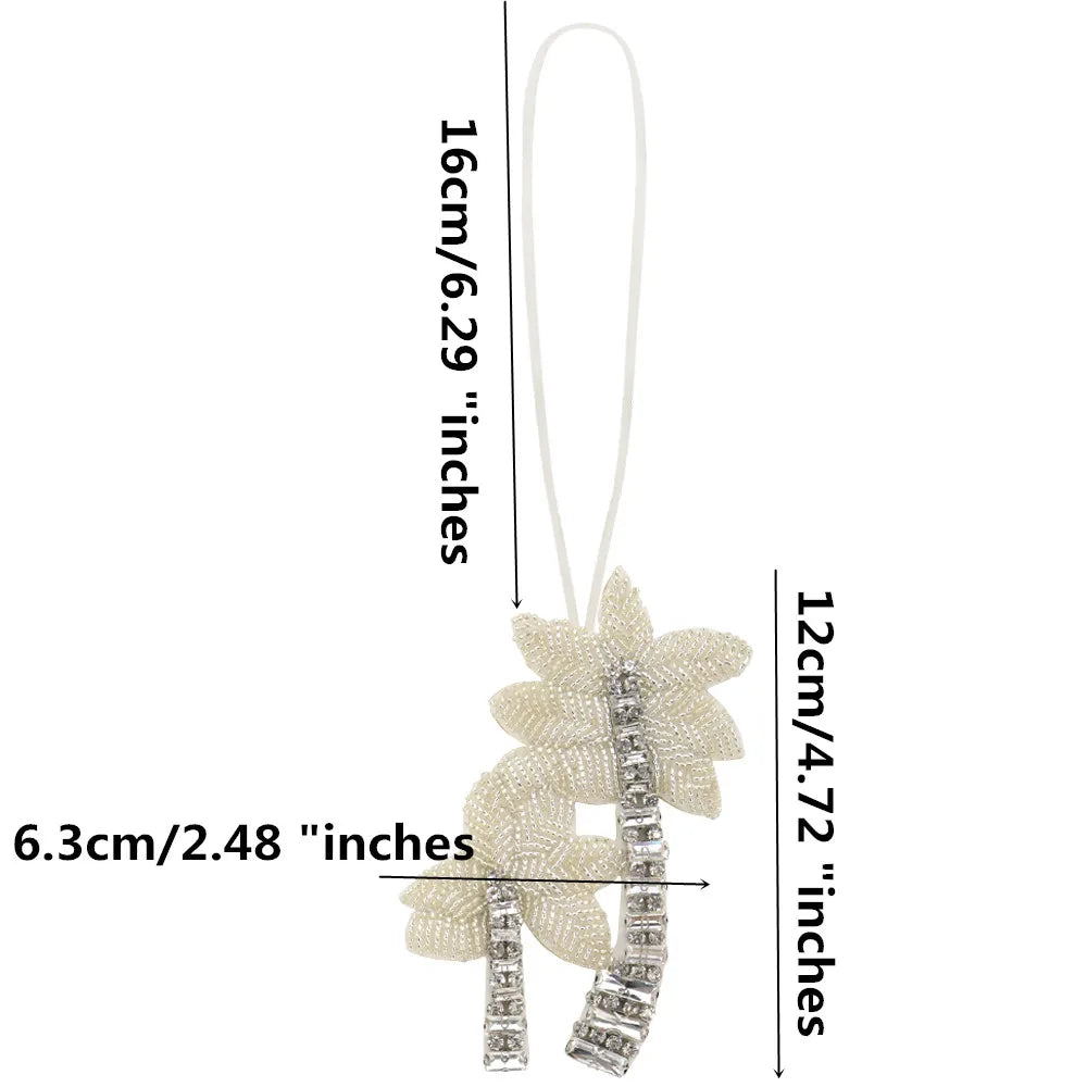 3D Handmade Rhinestone Beaded Coconut tree, butterfly hanging rope Patches Crystal Bag lanyard Patch beading Applique Patch - Youks store