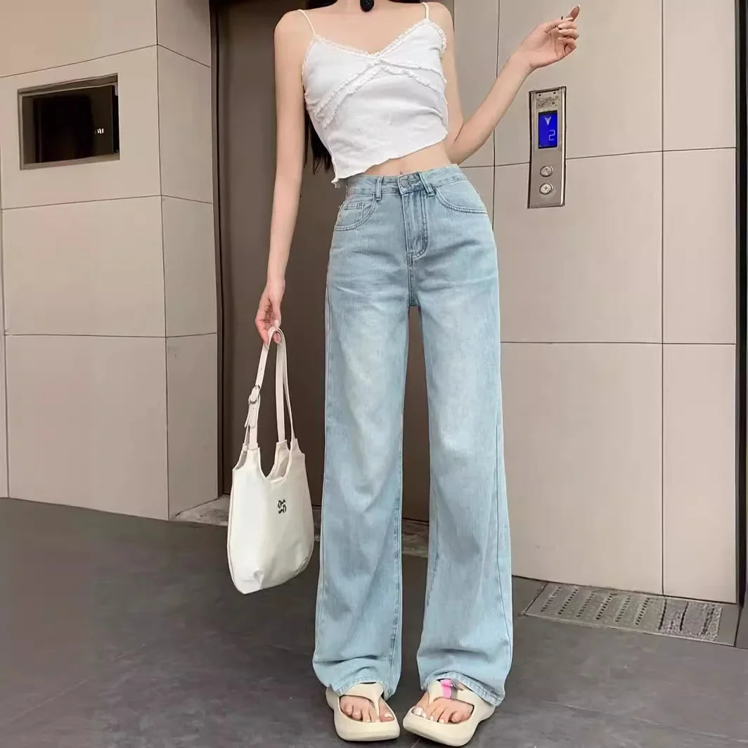 High-Waisted Slimming Straight-Leg Denim Jeans For Women New Spring Summer 2024 Design Sensibilitybow Embroidery - Youks store