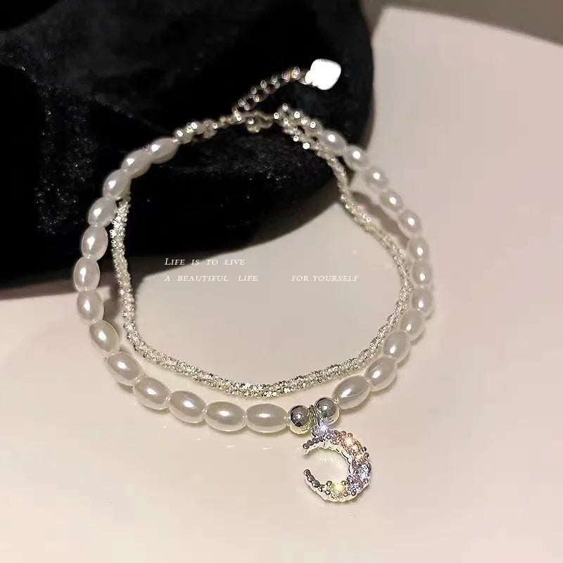 Geometric Smooth Rhinestone Chain Five Leaf Grass Flower Adjustable Bracelets for Women Fashion Jewelry Minimalist Accessories