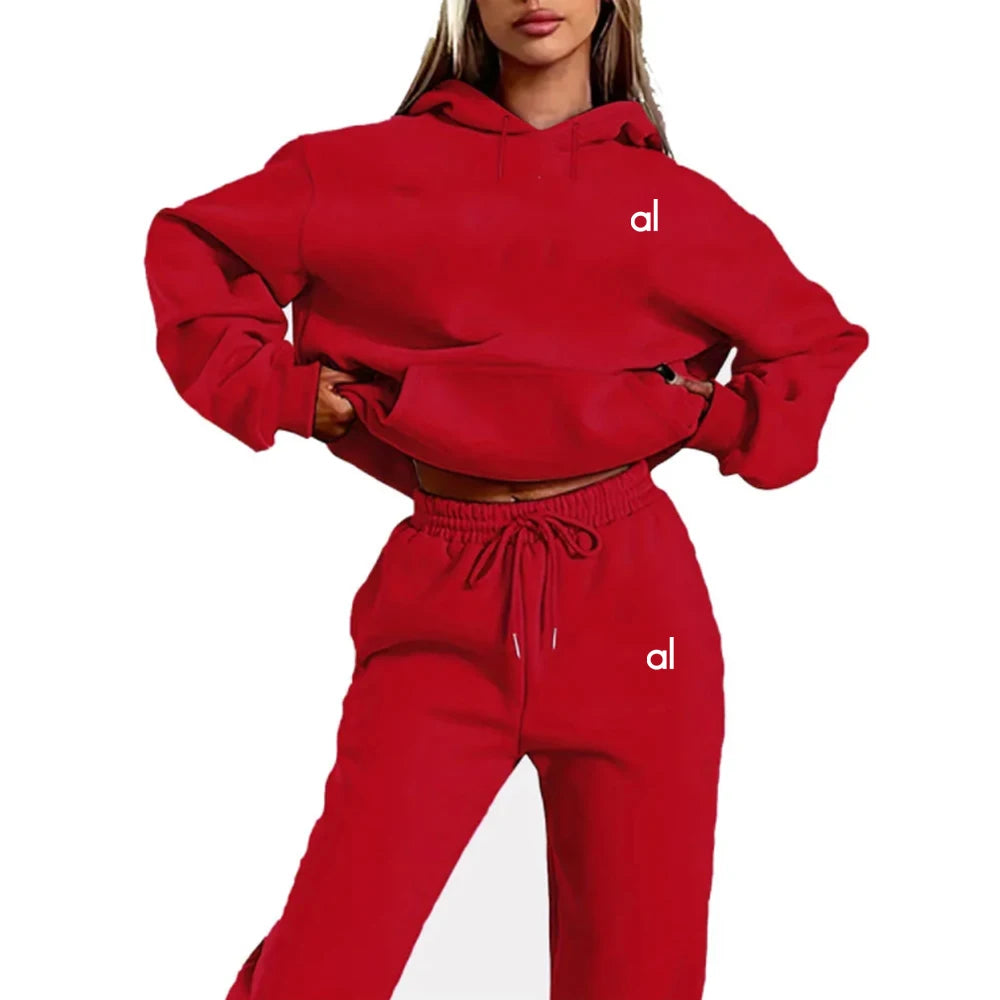 yoga women's 2-piece print sports suit sportswear jogging suit women's hooded sportswear suit clothes hoodie+sweatpants - Youks store