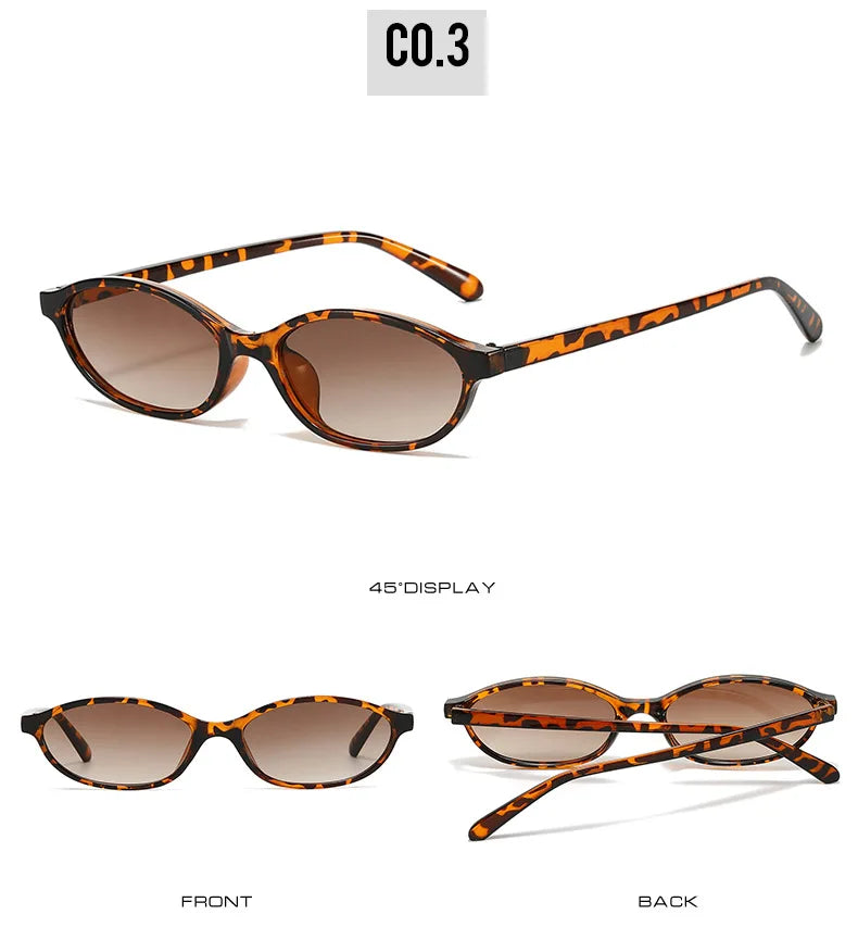 2024 Women's Leopard Brown Sunglasses Fashion Brand Small Frame Sun Glasses Ladies Retro Oval Eyewear Shade Oculus De Sol - Youks store