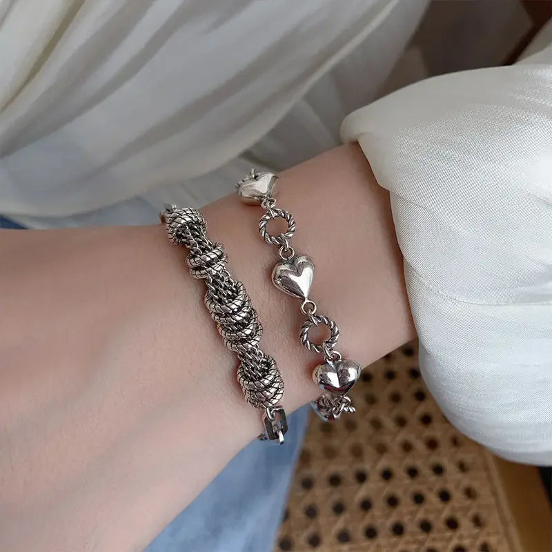 Geometric Smooth Rhinestone Chain Five Leaf Grass Flower Adjustable Bracelets for Women Fashion Jewelry Minimalist Accessories