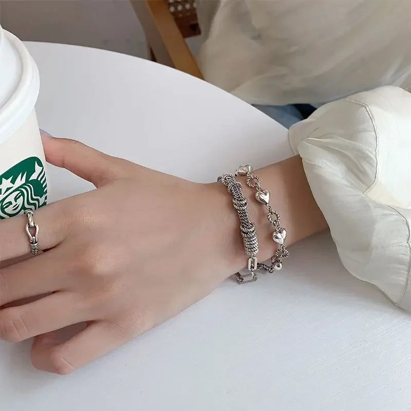 Geometric Smooth Rhinestone Chain Five Leaf Grass Flower Adjustable Bracelets for Women Fashion Jewelry Minimalist Accessories