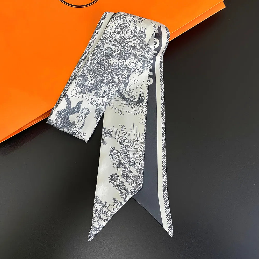2024 Versatile New Plant Jungle Ladies Pointy Ribbon Bag Handbag Handle Ribbon Scarf Package Band Hair Head Handle ribbon scarf - Youks store