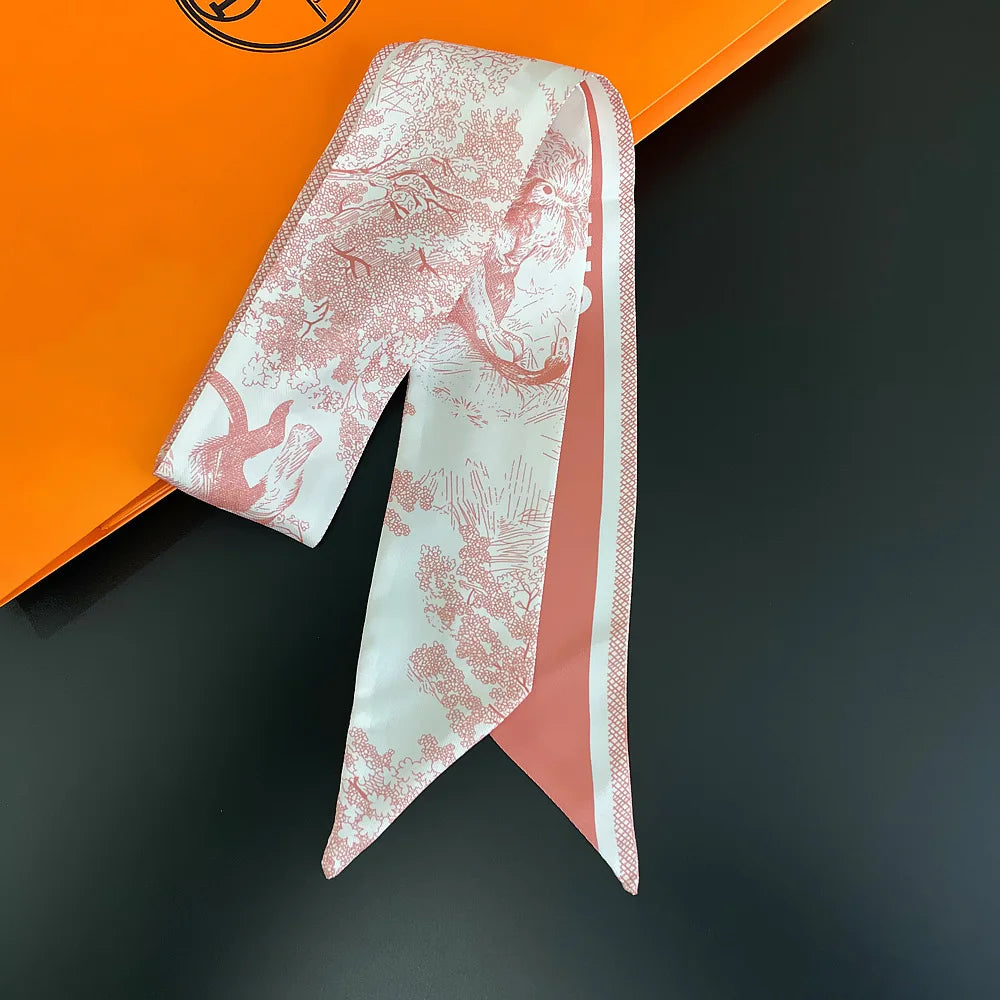 2024 Versatile New Plant Jungle Ladies Pointy Ribbon Bag Handbag Handle Ribbon Scarf Package Band Hair Head Handle ribbon scarf - Youks store