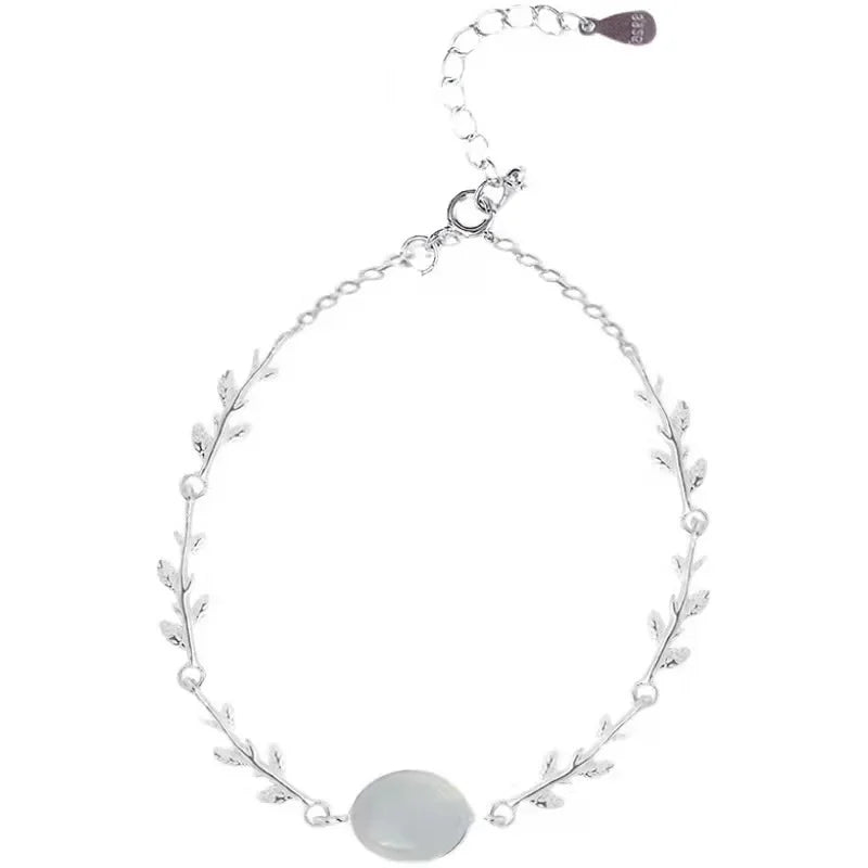 Geometric Smooth Rhinestone Chain Five Leaf Grass Flower Adjustable Bracelets for Women Fashion Jewelry Minimalist Accessories