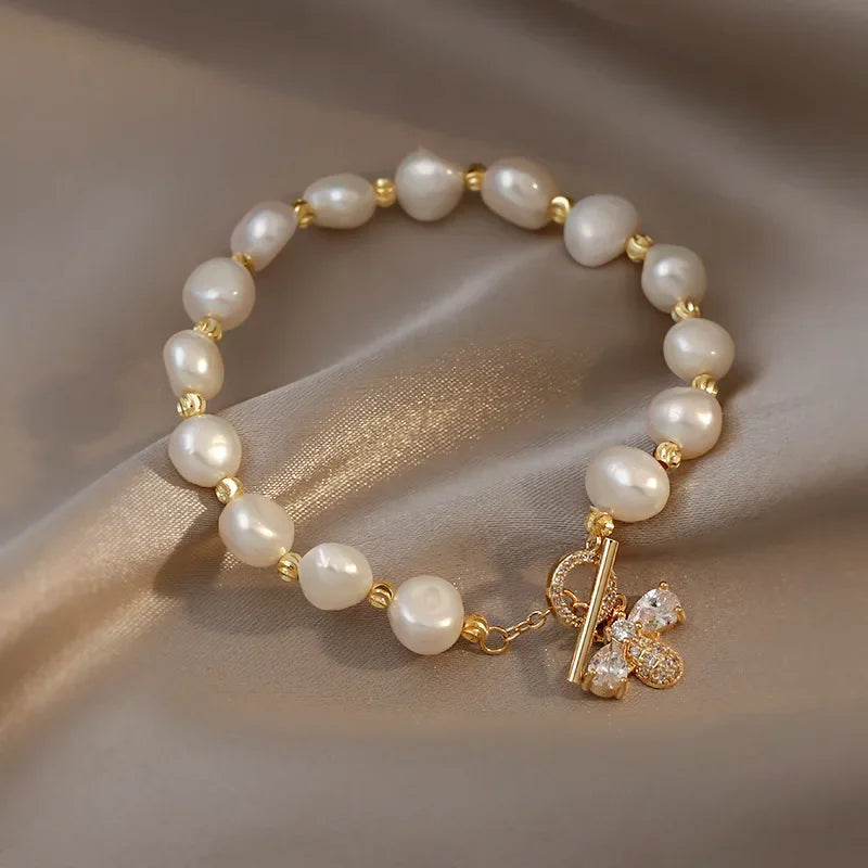 Geometric Smooth Rhinestone Chain Five Leaf Grass Flower Adjustable Bracelets for Women Fashion Jewelry Minimalist Accessories
