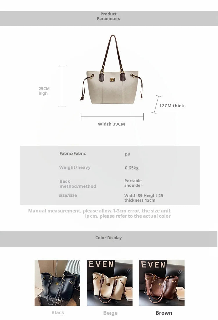 2025 Spring And Autumn Handheld Tote Bag High End Small Fragrant Style Large Capacity Single Shoulder New Korean Edition Commute - Youks store