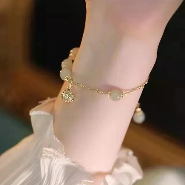 Geometric Smooth Rhinestone Chain Five Leaf Grass Flower Adjustable Bracelets for Women Fashion Jewelry Minimalist Accessories