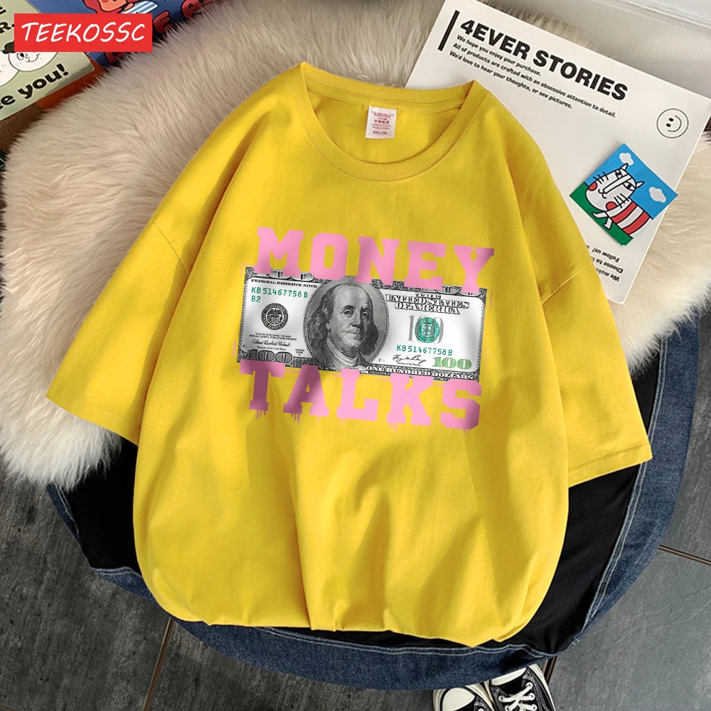 Money Talks The Power Of The Us Dollar T Shirts Femme Chic S-Xxxl T-Shirts Design Casual Tee Shirt Senior Street Short Sleeve - Youks store