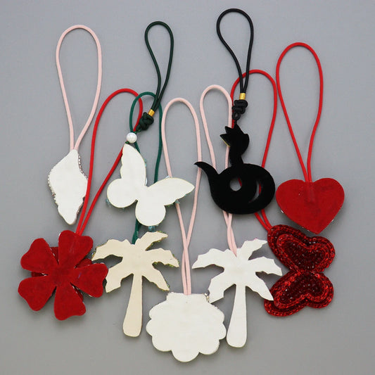 3D Handmade Rhinestone Beaded Coconut tree, butterfly hanging rope Patches Crystal Bag lanyard Patch beading Applique Patch - Youks store