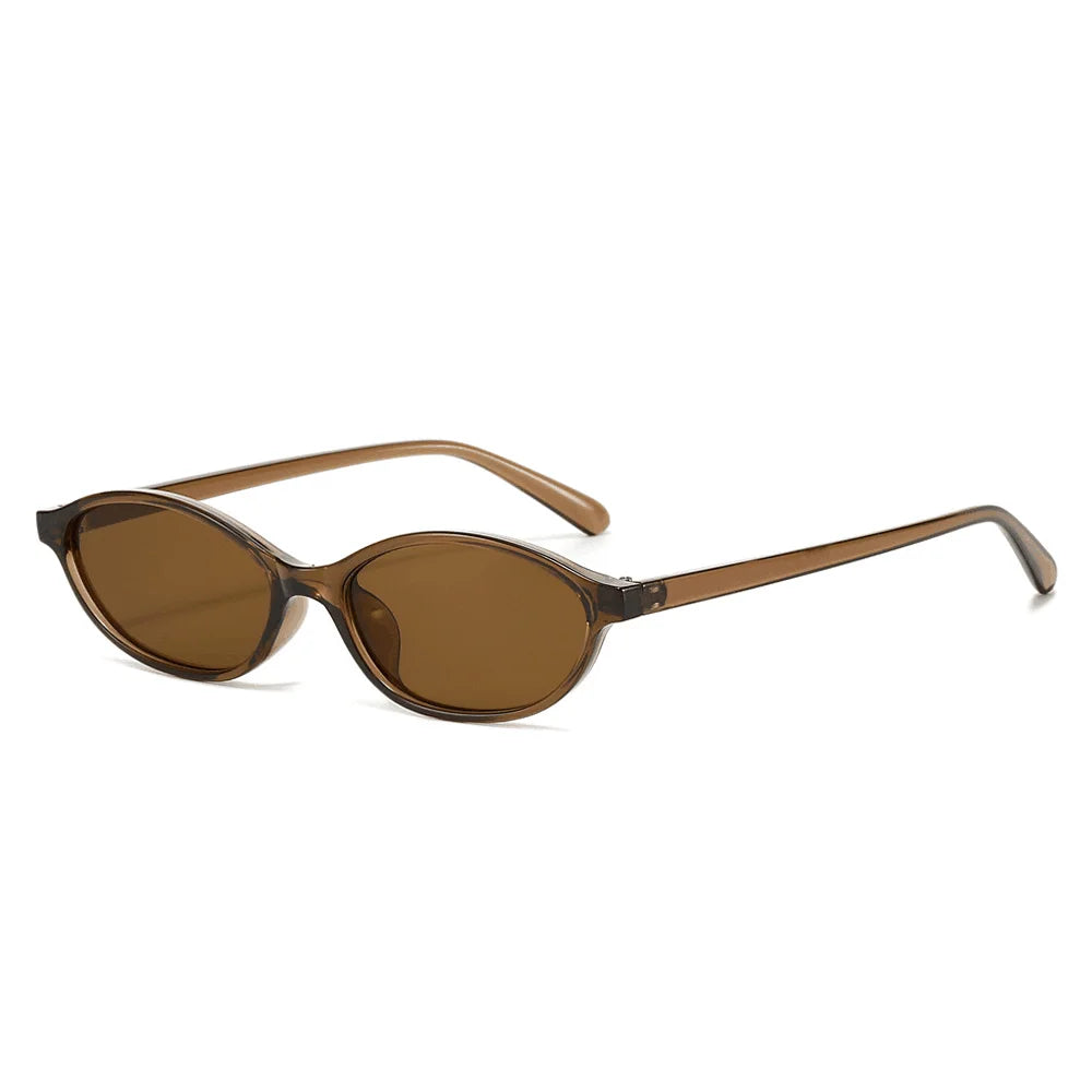 2024 Women's Leopard Brown Sunglasses Fashion Brand Small Frame Sun Glasses Ladies Retro Oval Eyewear Shade Oculus De Sol - Youks store