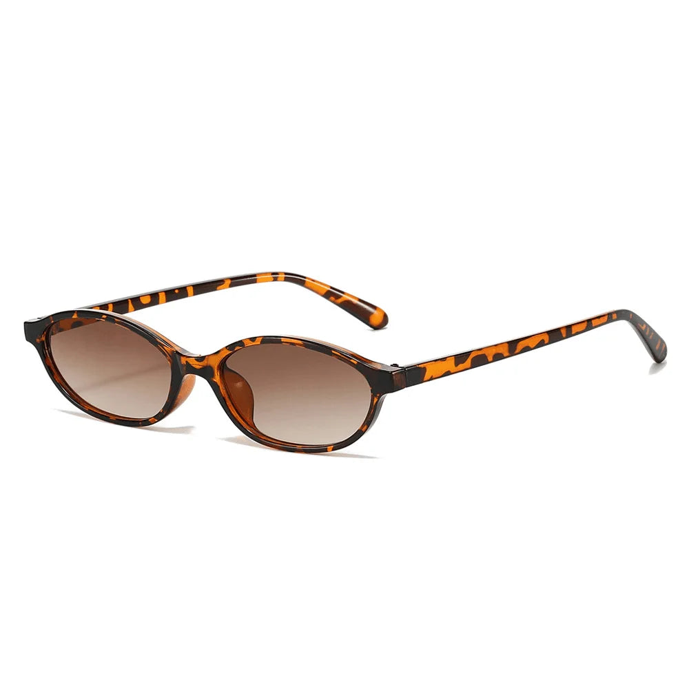 2024 Women's Leopard Brown Sunglasses Fashion Brand Small Frame Sun Glasses Ladies Retro Oval Eyewear Shade Oculus De Sol - Youks store