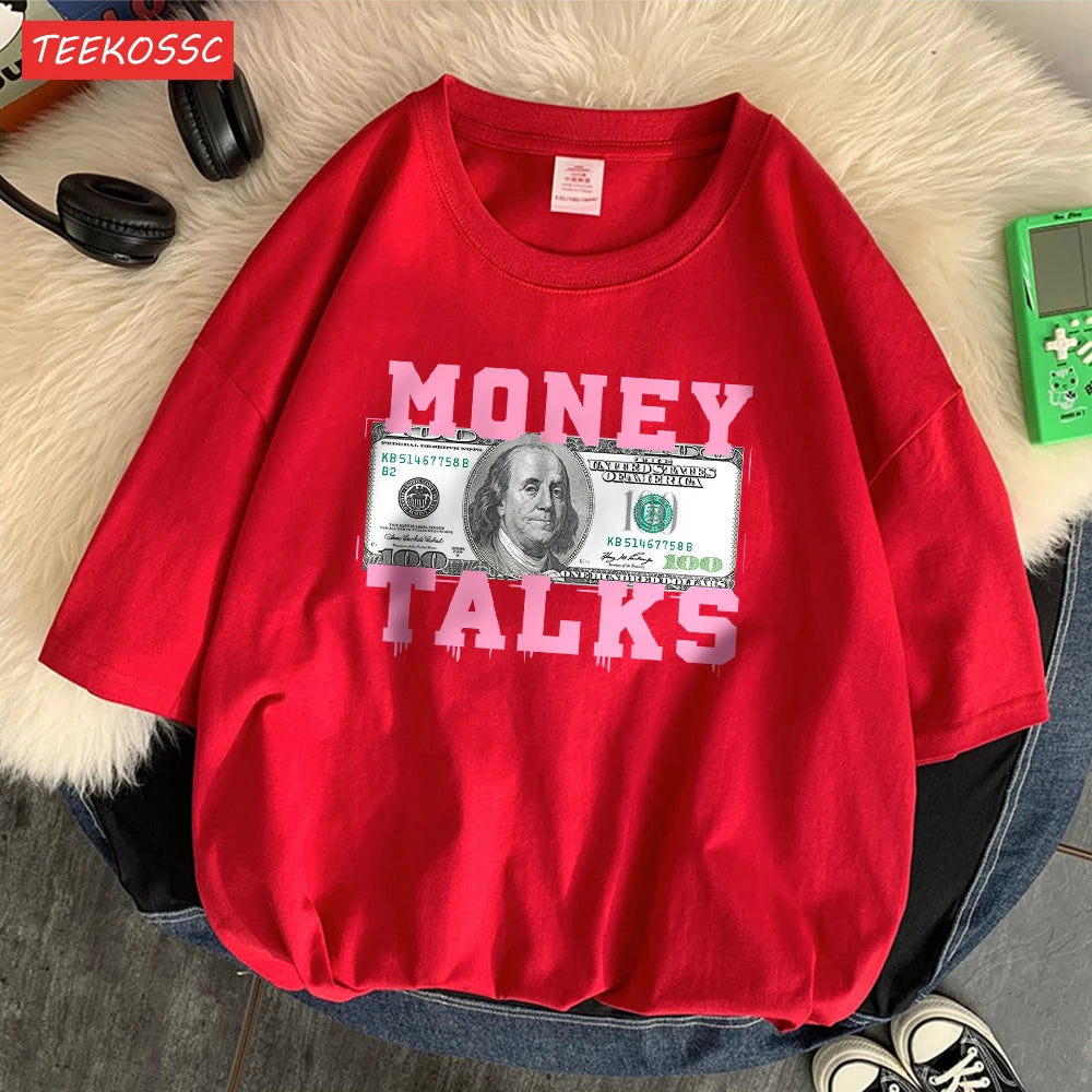 Money Talks The Power Of The Us Dollar T Shirts Femme Chic S-Xxxl T-Shirts Design Casual Tee Shirt Senior Street Short Sleeve - Youks store