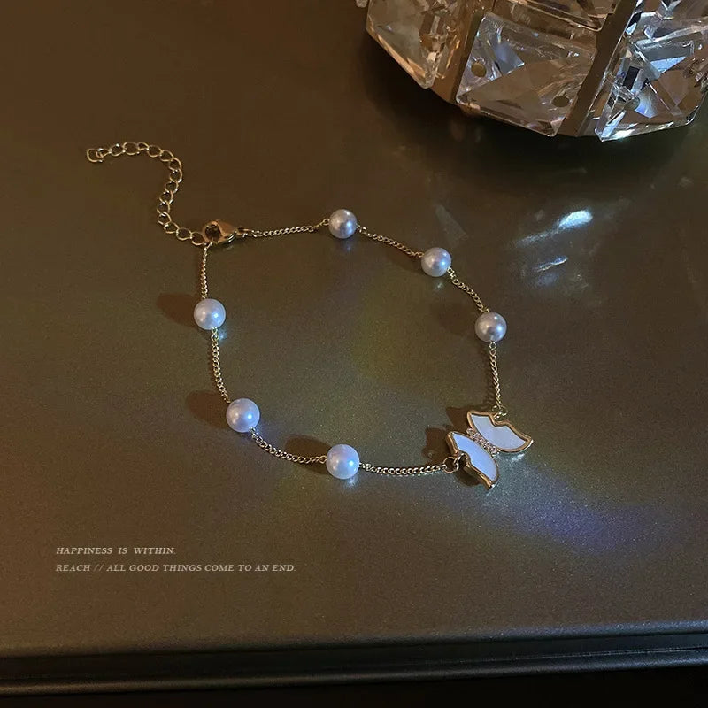 Geometric Smooth Rhinestone Chain Five Leaf Grass Flower Adjustable Bracelets for Women Fashion Jewelry Minimalist Accessories