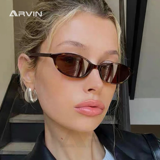2024 Women's Leopard Brown Sunglasses Fashion Brand Small Frame Sun Glasses Ladies Retro Oval Eyewear Shade Oculus De Sol - Youks store