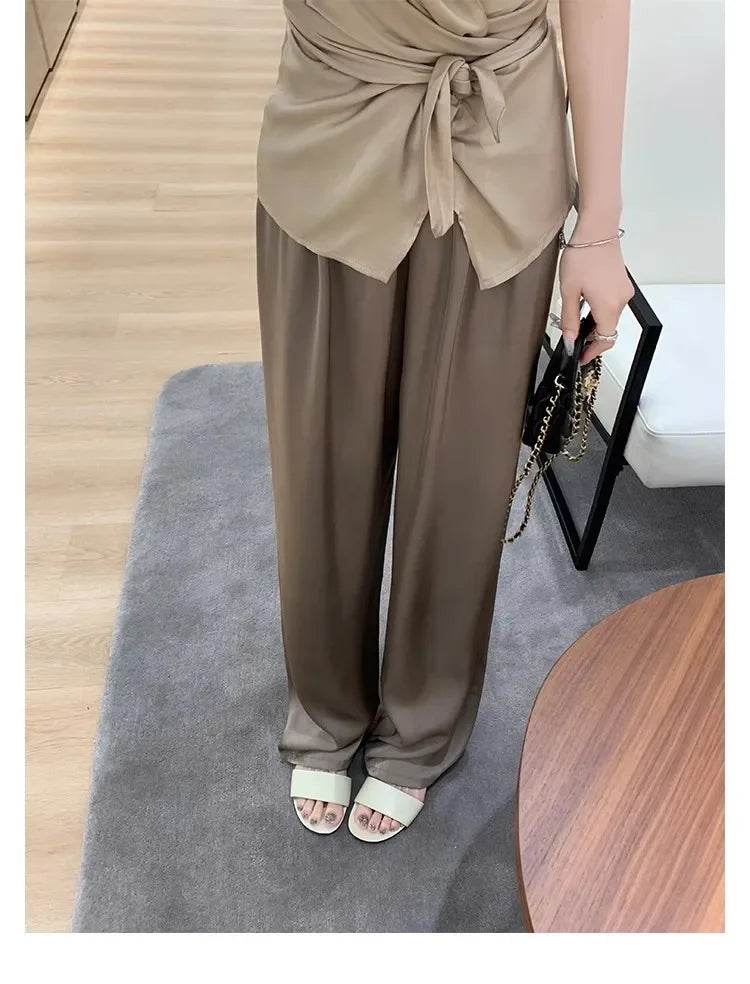 Elegant Minimalist Style Grape Mom Same Shoes High Heel Sandals One-piece Silk Strap Real Leather Slippers For Women Summer - Youks store