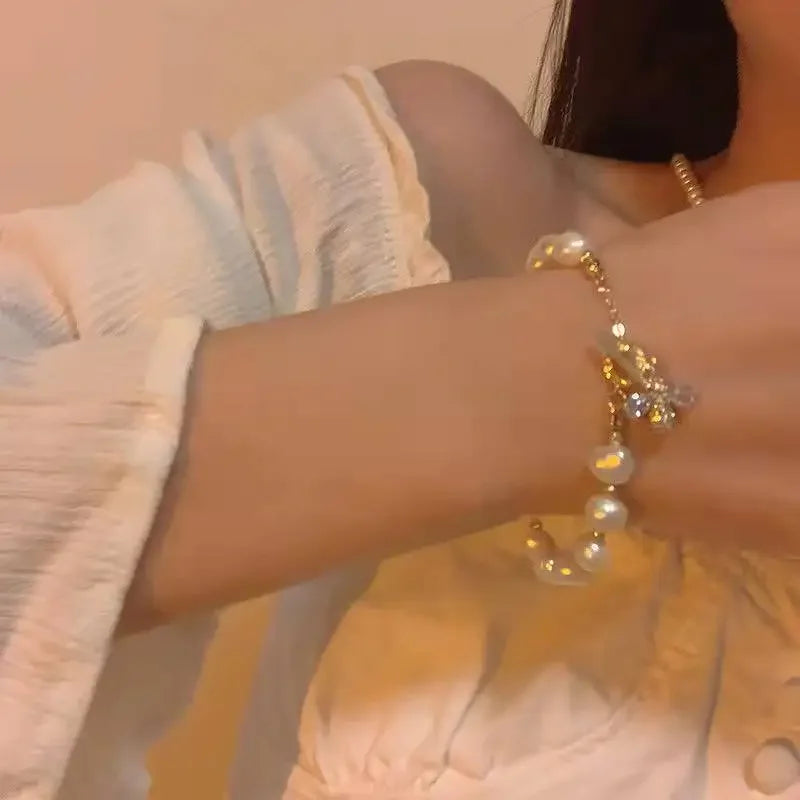 Geometric Smooth Rhinestone Chain Five Leaf Grass Flower Adjustable Bracelets for Women Fashion Jewelry Minimalist Accessories