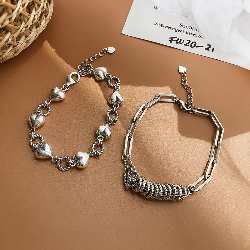 Geometric Smooth Rhinestone Chain Five Leaf Grass Flower Adjustable Bracelets for Women Fashion Jewelry Minimalist Accessories