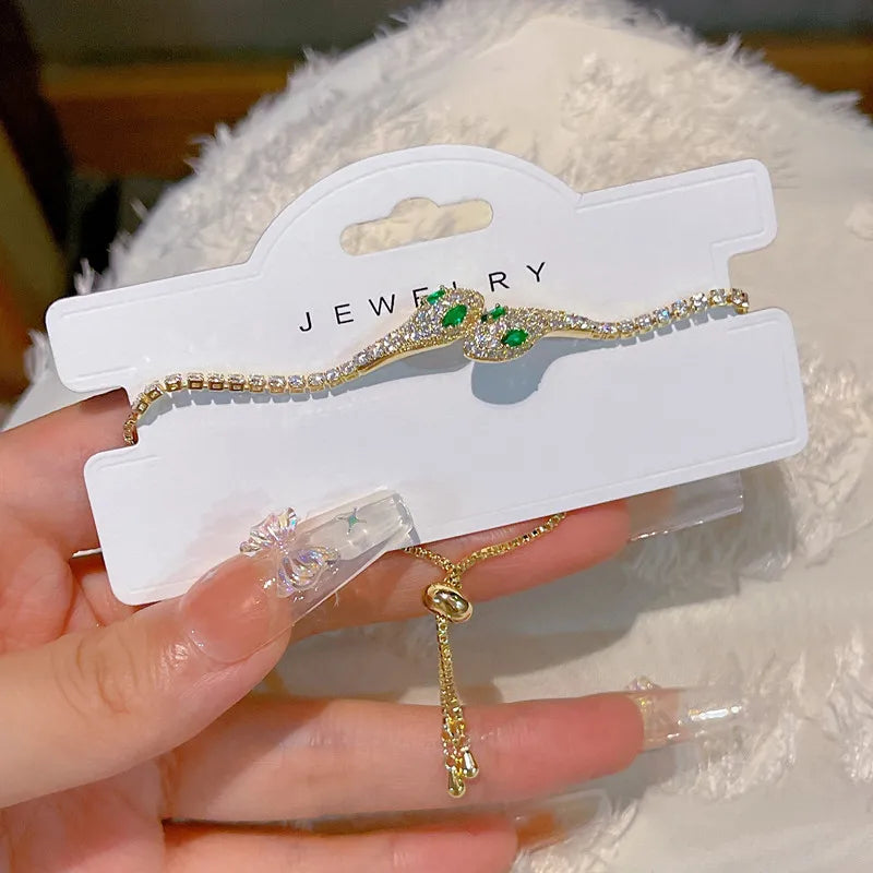 Elegant Black Crystal Eyes Snake Zircon Bracelet Women's Fashionable Personalized Daily Accessory Party Jewelry Birthday Gifts - Youks store