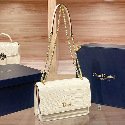 New Ladies Crocodile Grain Senior Sense Of Fashion Chain Armpit Bag Single Shoulder Crossbody Small Square Bag Key Bag - Youks store