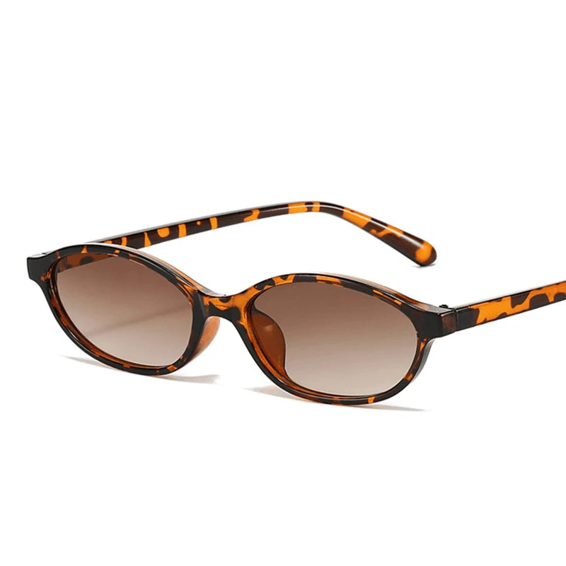2024 Women's Leopard Brown Sunglasses Fashion Brand Small Frame Sun Glasses Ladies Retro Oval Eyewear Shade Oculus De Sol - Youks store