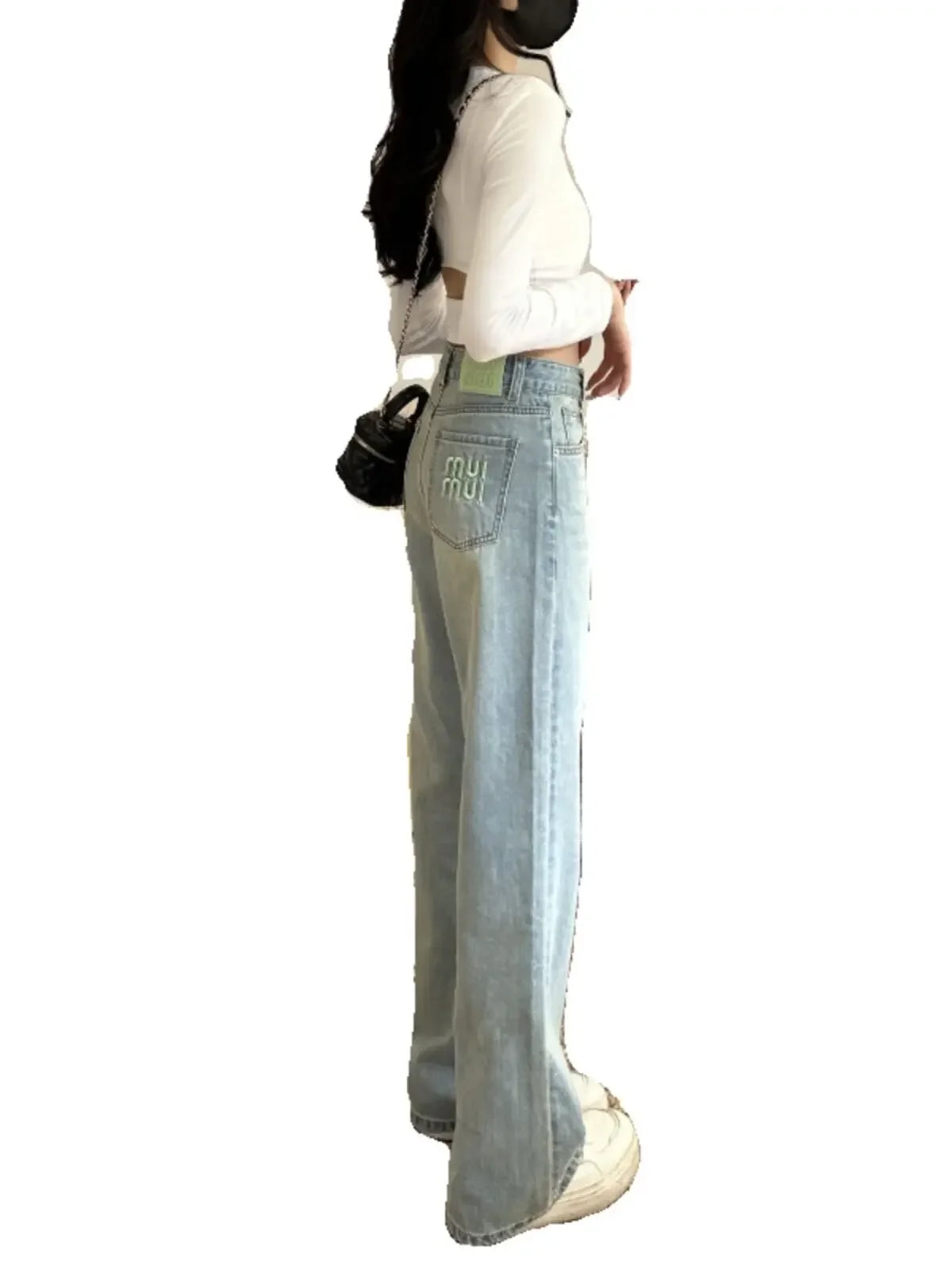 2024 Spring Summer New Straight-leg Embroidery Jeans Women's Fashionable Unique Versatile Loose-fit Slimming Bell Bottoms - Youks store