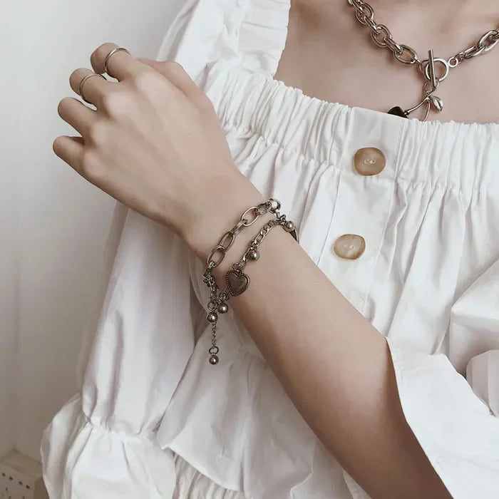 Geometric Smooth Rhinestone Chain Five Leaf Grass Flower Adjustable Bracelets for Women Fashion Jewelry Minimalist Accessories