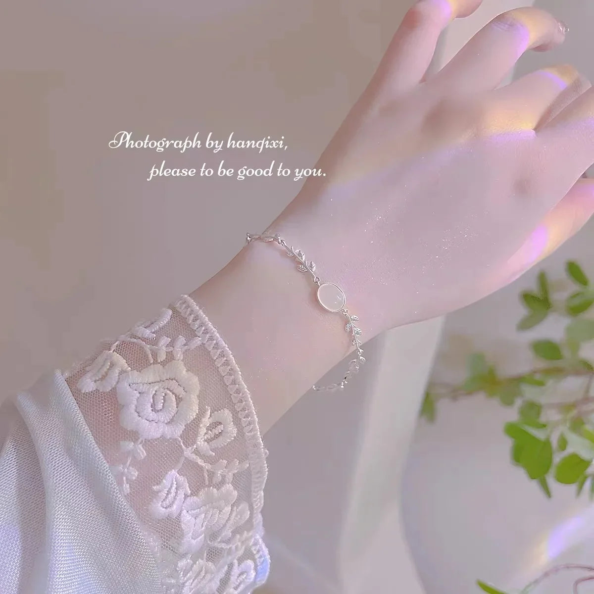 Geometric Smooth Rhinestone Chain Five Leaf Grass Flower Adjustable Bracelets for Women Fashion Jewelry Minimalist Accessories